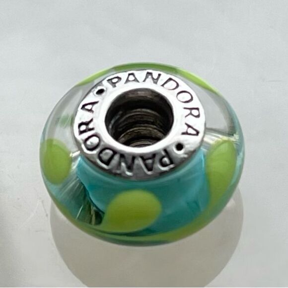 Beautiful Pandora Green and aqua swirl Murano glass charm. - Picture 5 of 5
